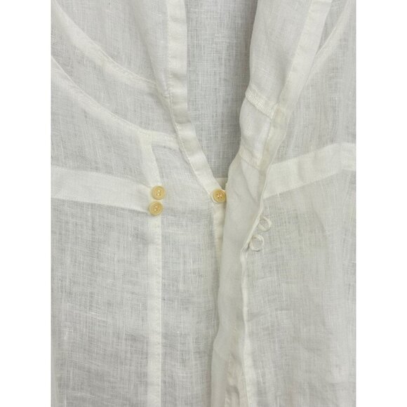 CP Shades White Linen Shirt Jacket Long Sleeve 2-Button Lagenlook Relaxed Size S - Picture 4 of 12
